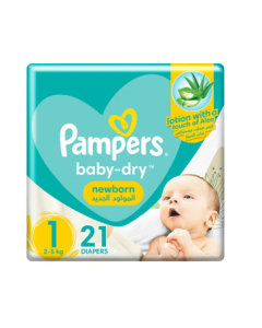 Box of Pampers Diapers Baby-Dry Newborn Taped with Aloe Vera Lotion